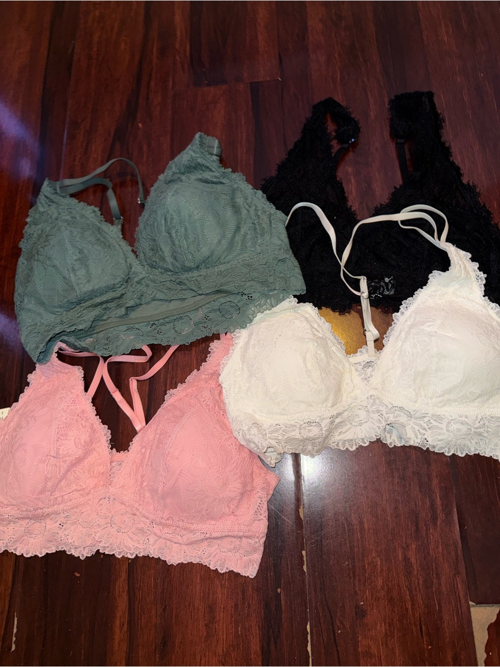 Aerie Lace Bralette Set - Pink, Sage, White & Black
